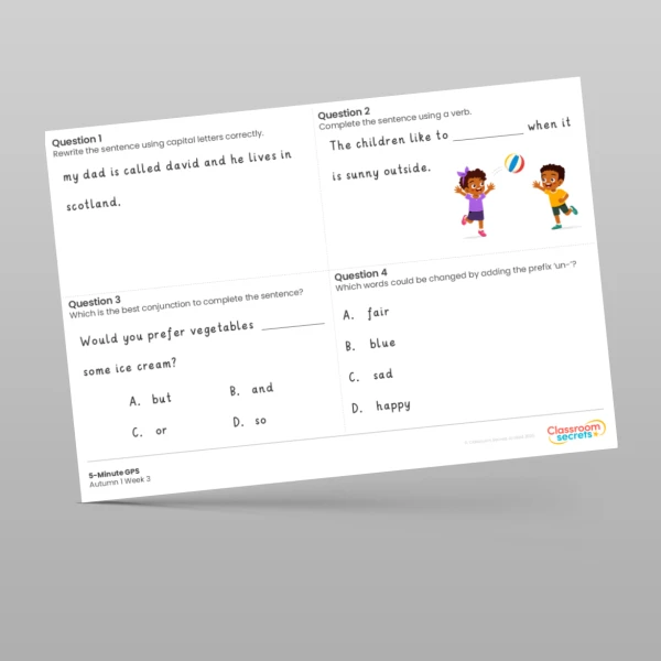 An image of the 5-Minute GPS Autumn 1 Week 3 Resource