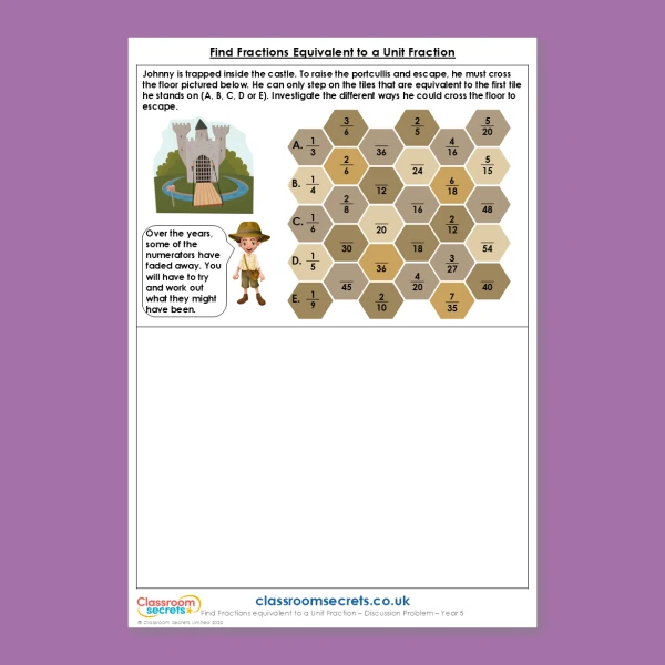 Year 5 Find Fractions Equivalent to a Unit Fraction Fractions A Discussion Problem