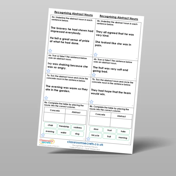 An image of the Recognising Abstract Nouns Varied Fluency Resource
