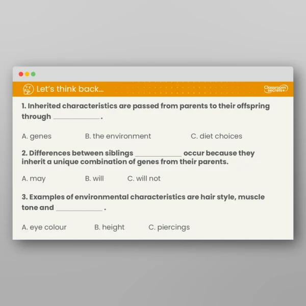 An image of the Lesson 4: What is Inheritance and Variation? Resource