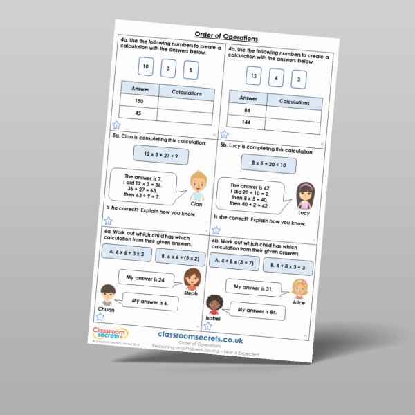Year 6 Order Of Operations Reasoning And Problem Solving Resource ...