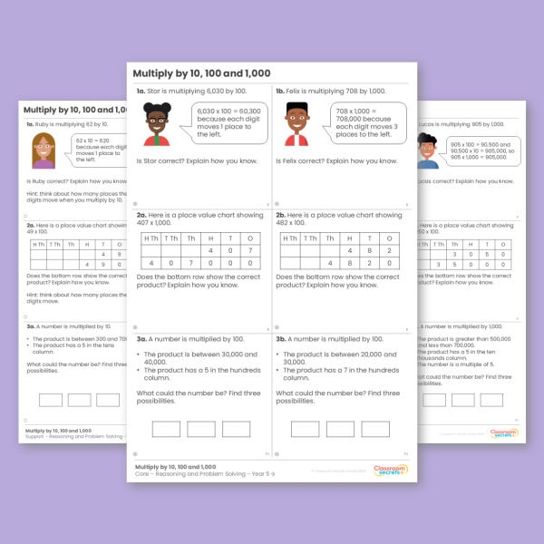 Solving Division Using Multiplication Year 5 Multiply By 10 100 And 1 000 Whole Numbers Reasoning And Problem ...
