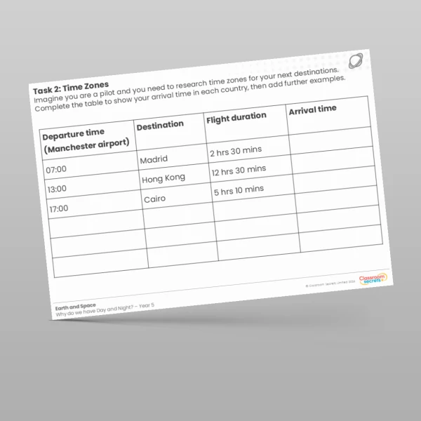 An image of the Lesson 5: Time Zones Worksheet Resource
