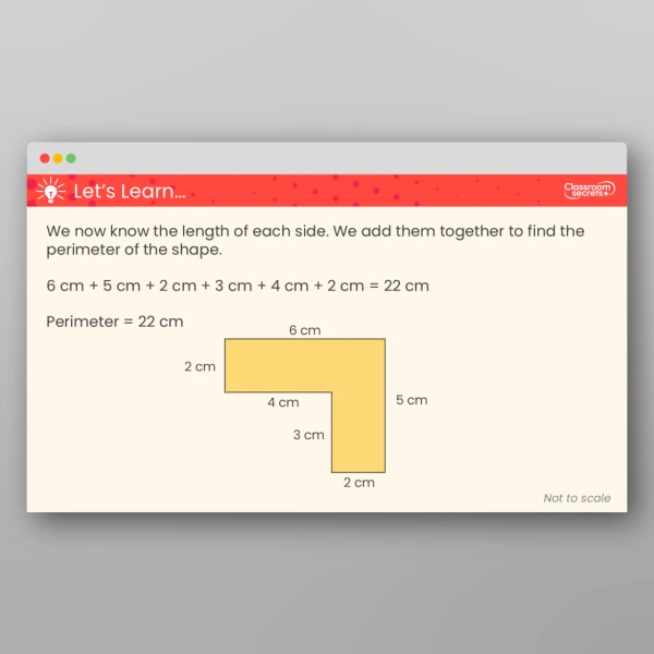 An image of the Calculate the Perimeter of Rectilinear Shapes Teaching PPT Resource
