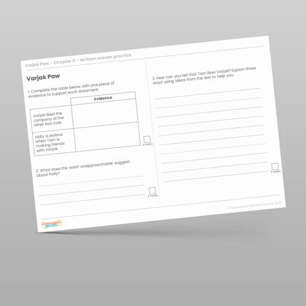 An image of the Reading Skills - Varjak Paw - Chapter 11 Resource
