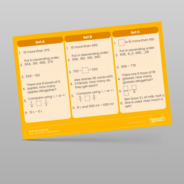 An image of the Summer 1 Week 5 Wake Up and Work Resource