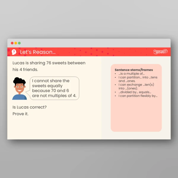 An image of the Divide a 2-Digit Number by a 1-Digit Number - Flexible Partitioning Teaching PPT Resource