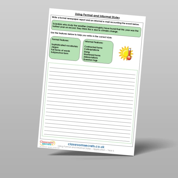 An image of the Using Formal and Informal Styles Application Resource