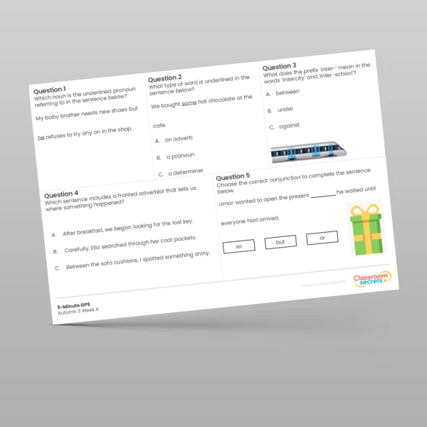 An image of the 5-Minute GPS Autumn 2 Week 4 Resource