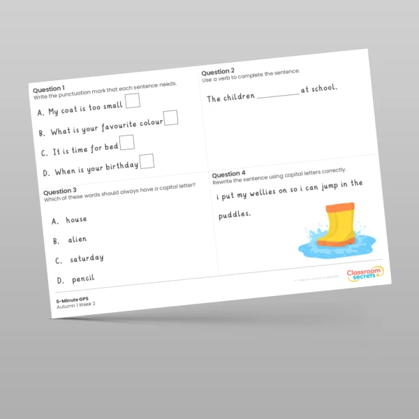 An image of the 5-Minute GPS Autumn 1 Week 2 Resource