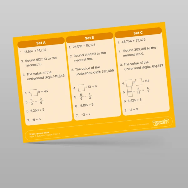 An image of the Autumn 2 Week 1 Wake Up and Work Resource