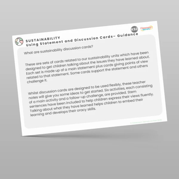 An image of the B3 Sustainability Discussion Cards Resource