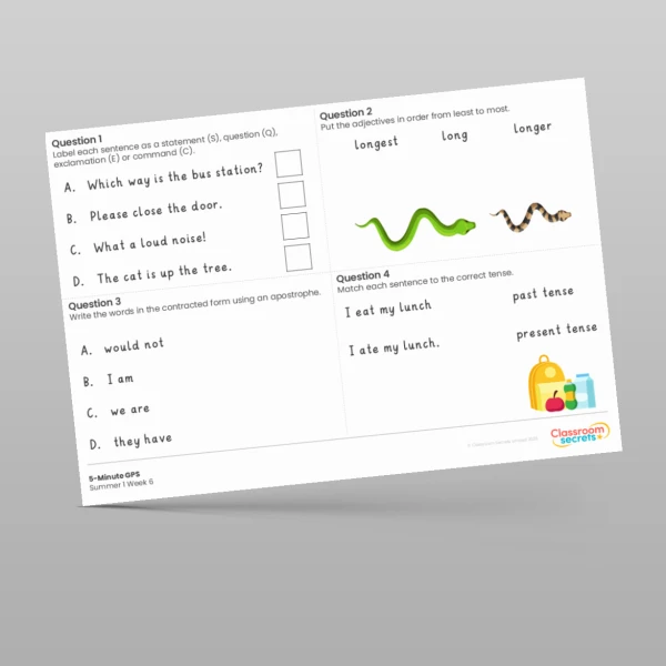 An image of the 5-Minute GPS Summer 1 Week 6 Resource
