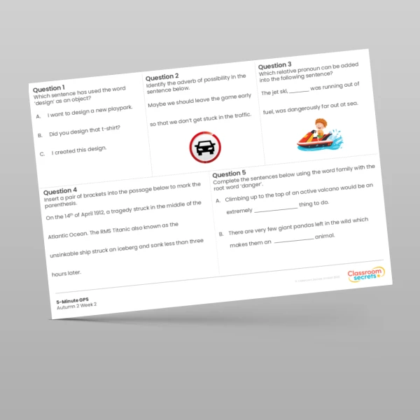 An image of the 5-Minute GPS Autumn 2 Week 2 Resource