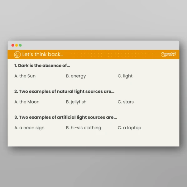 An image of the Free Lesson 1: What are Light Sources? Resource
