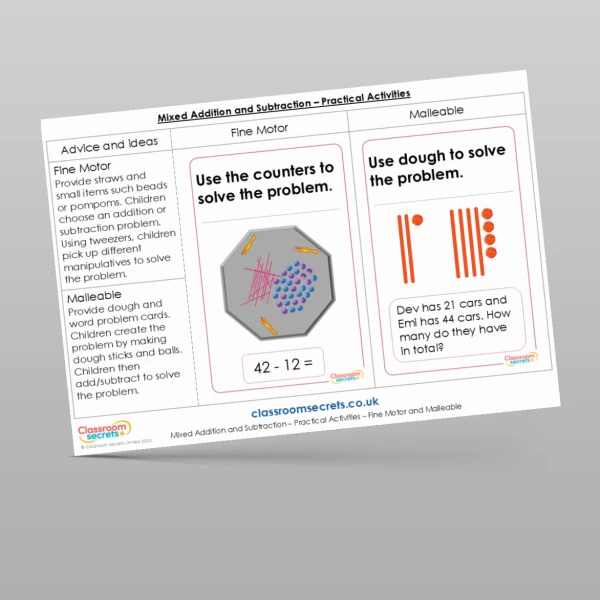 An image of the Mixed Addition and Subtraction Practical Activities Resource
