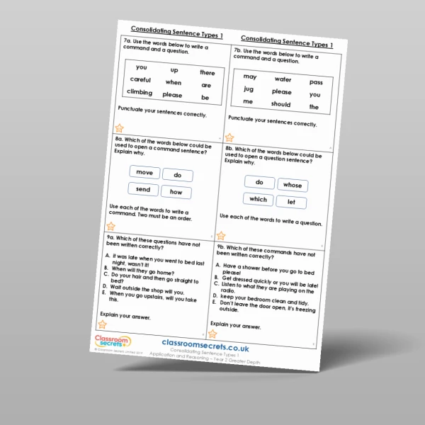 An image of the Consolidating Sentence Types 1 Application and Reasoning Resource