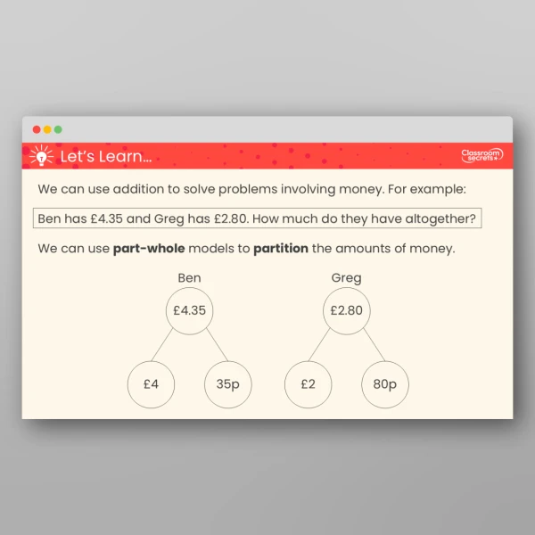 An image of the Solve Problems with Money Teaching PPT Resource