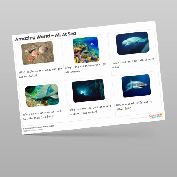 An image of the Amazing World - All At Sea Conversation Cards Resource