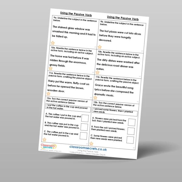 An image of the Using the Passive Verb Varied Fluency Resource