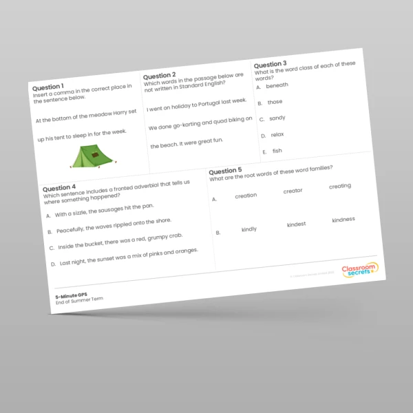 An image of the 5-Minute GPS End of Summer Term Resource