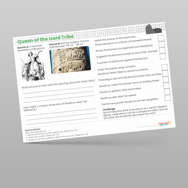 An image of the Lesson 3: Who Was Boudicca? Worksheet Resource