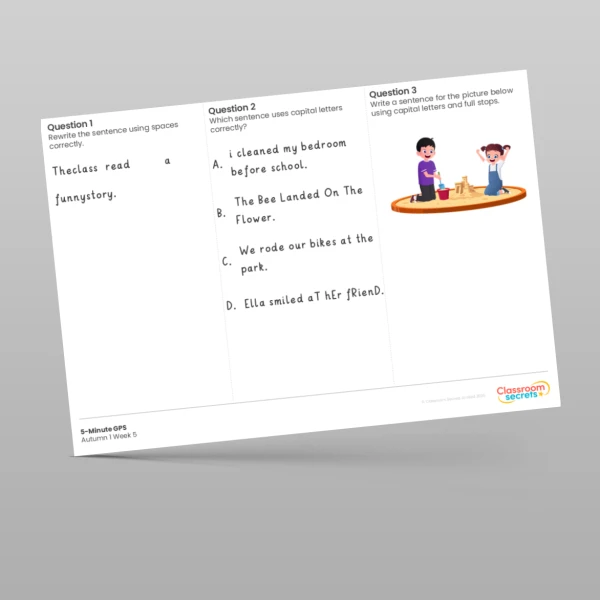 An image of the 5-Minute GPS Autumn 1 Week 5 Resource