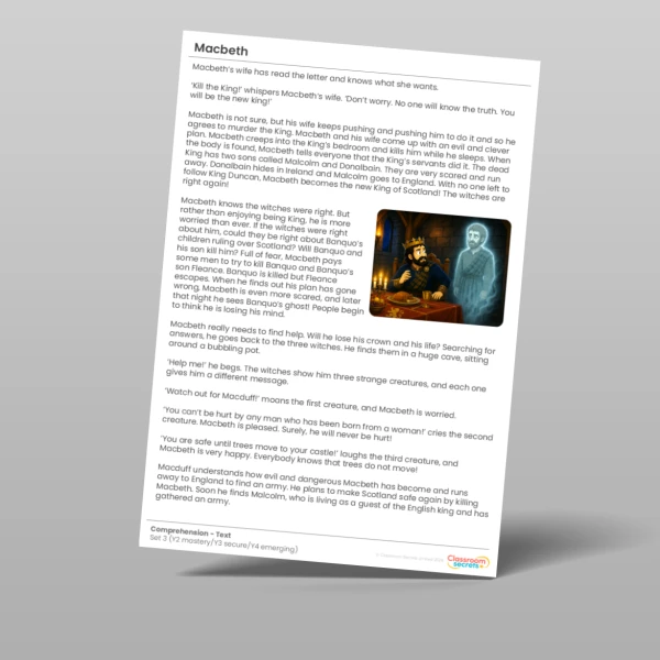An image of the Macbeth Comprehension Pack Resource