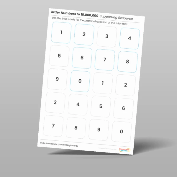 An image of the Order Numbers to 10,000,000 Tutor Supporting Resource Resource
