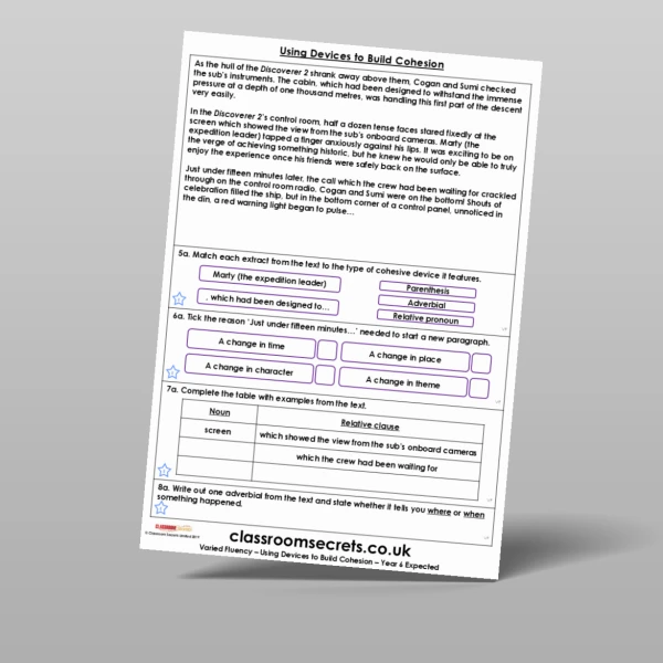 An image of the Using Devices to Build Cohesion Varied Fluency Resource
