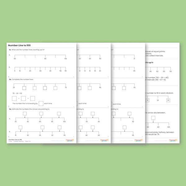 Year 3 Number Line to 100 Place Value Varied Fluency
