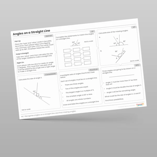 An image of the Angles on a Straight Line Tutor Mat Resource