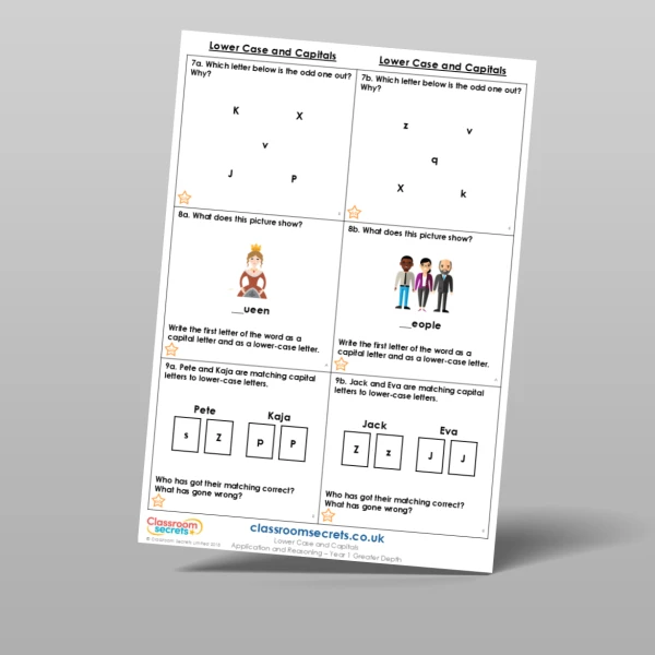 An image of the Lower Case and Capitals Application and Reasoning Resource