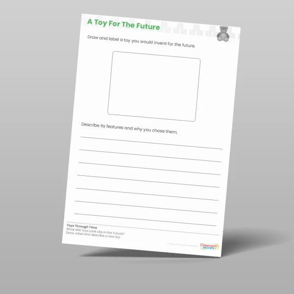 An image of the Toys Through Time What Will Toys Look Like in the Future? Worksheet Resource
