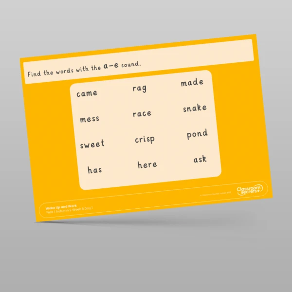 An image of the Autumn 2 Week 6 Wake Up and Work Resource