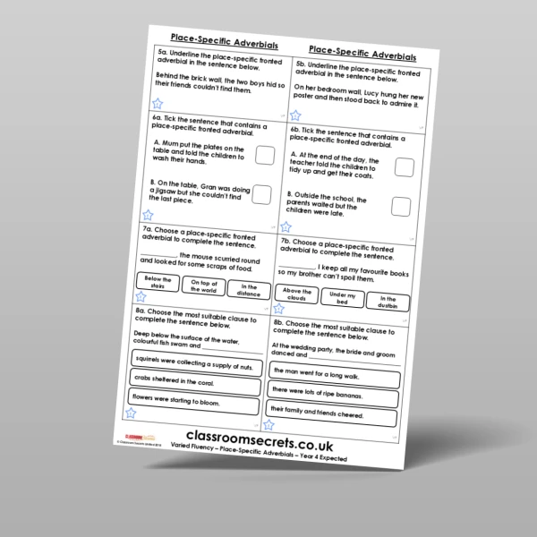 An image of the Place-Specific Adverbials Varied Fluency Resource