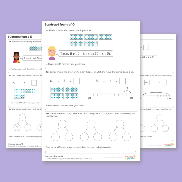 Year 2 Subtract From a 10 Addition and Subtraction Reasoning and Problem Solving