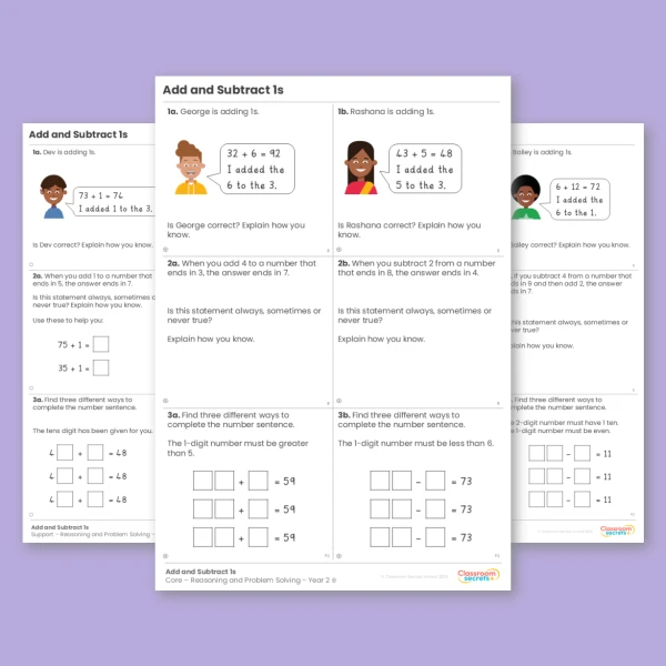 Year 2 Add and Subtract 1s Addition and Subtraction Reasoning and Problem Solving