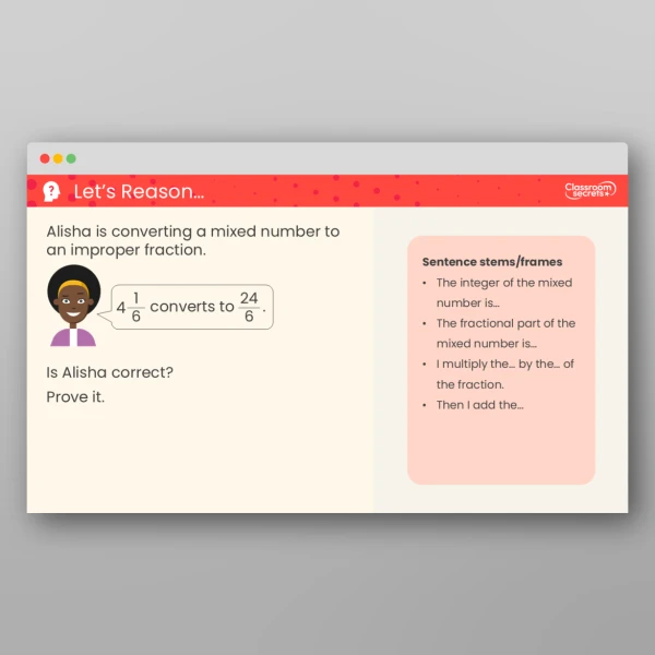 An image of the Convert Mixed Numbers to Improper Fractions Teaching PPT Resource