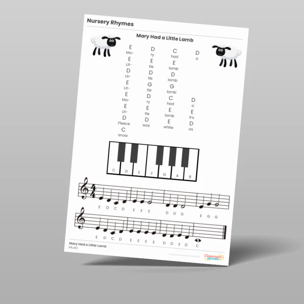 An image of the Nursery Rhyme Sheet Music Resource