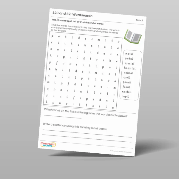 An image of the Spring 1 Week 5 Spelling - S20 and S21 - The /l/ sound spelt ‘al’ or ‘il’ at the end of words Resource