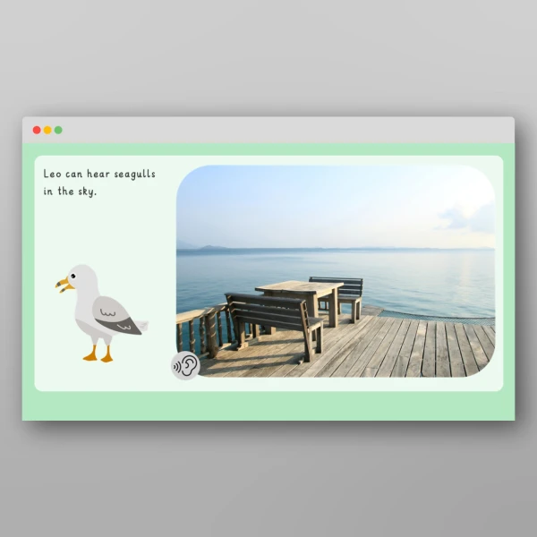 An image of the Phase 1 Phonics Environmental Sounds Sound Story Seaside PPT Resource