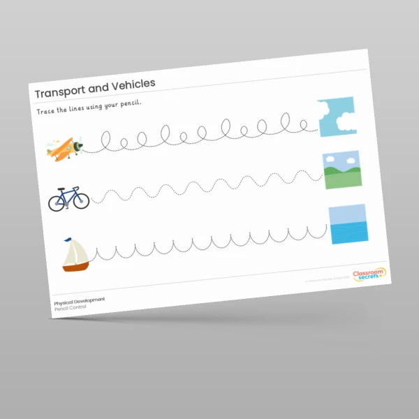 An image of the Transport and Vehicles Pencil Control Resource