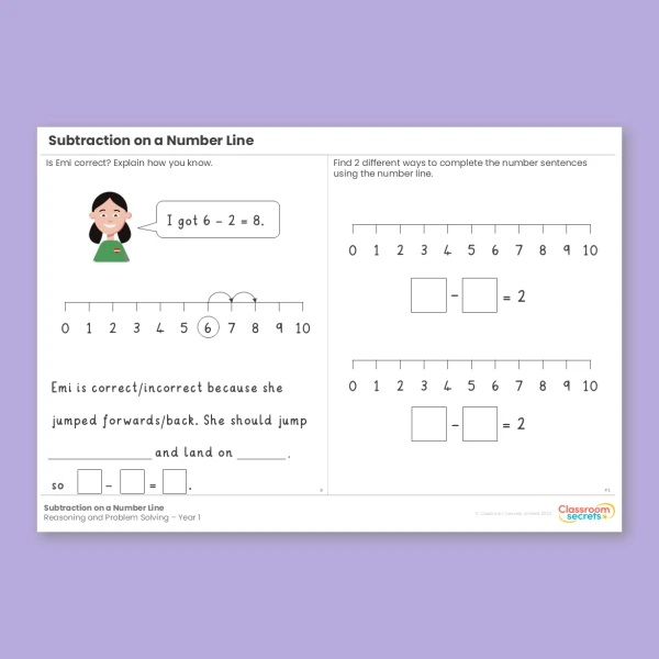 Year 1 Subtraction on a Number Line Addition and Subtraction within 10 Reasoning and Problem Solving