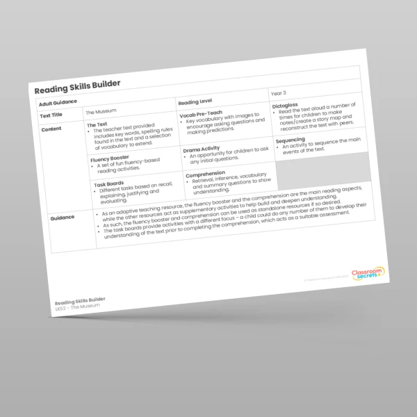 An image of the LKS2 Reading Skills Builder Resource