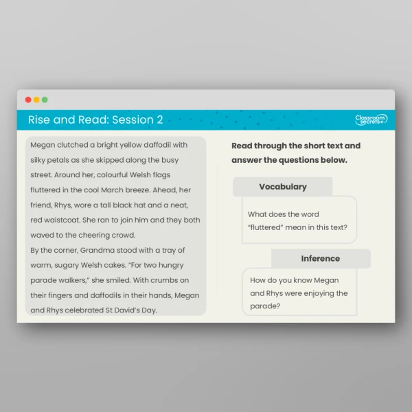 An image of the Rise and Read St David's Day Resource