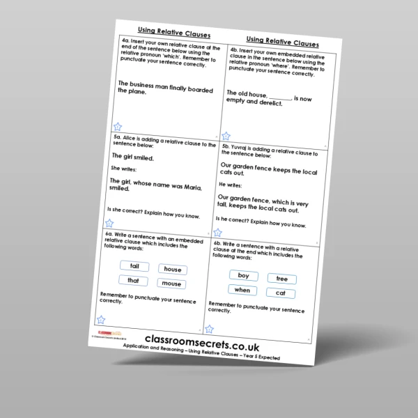 An image of the Using Relative Clauses Application and Reasoning Resource