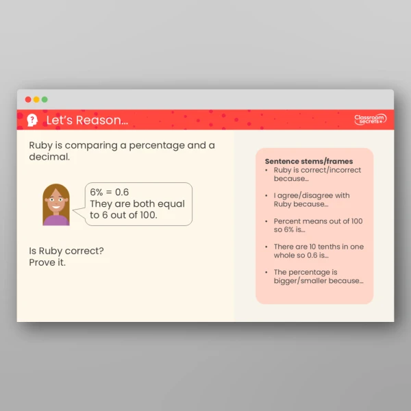 An image of the Year 5 Percentages as Decimals Teaching PPT Resource