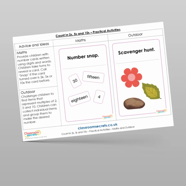 An image of the Count in 2s, 5s and 10s Practical Activities Resource