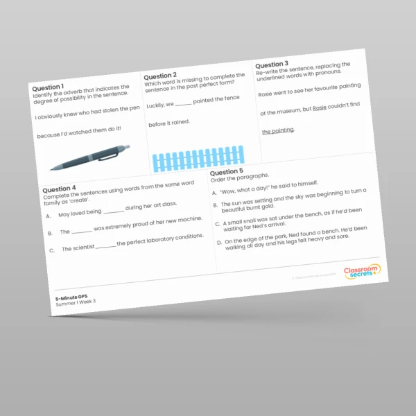 An image of the 5-Minute GPS Summer 1 Week 3 Resource